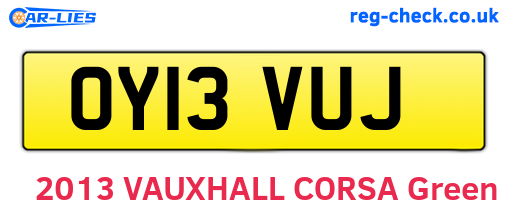 OY13VUJ are the vehicle registration plates.