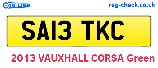 SA13TKC are the vehicle registration plates.