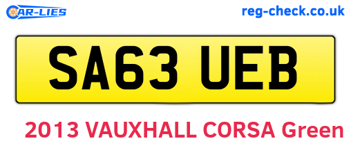 SA63UEB are the vehicle registration plates.