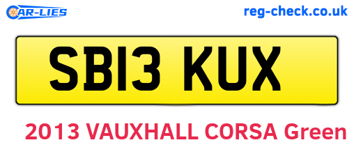 SB13KUX are the vehicle registration plates.