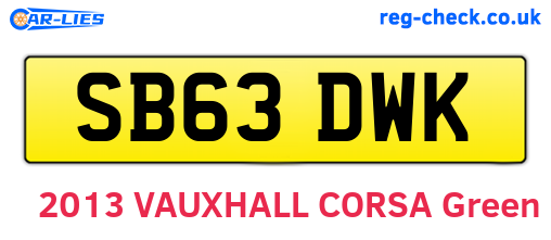 SB63DWK are the vehicle registration plates.