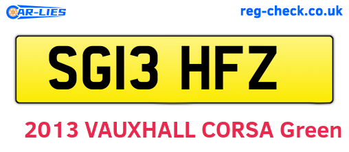 SG13HFZ are the vehicle registration plates.