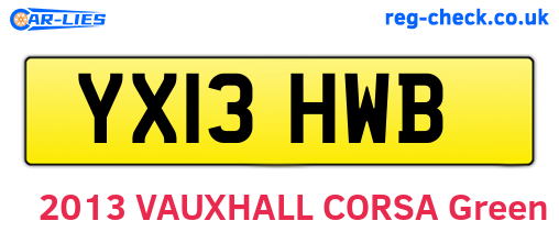 YX13HWB are the vehicle registration plates.