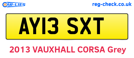 AY13SXT are the vehicle registration plates.