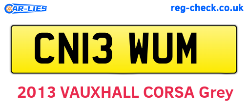 CN13WUM are the vehicle registration plates.