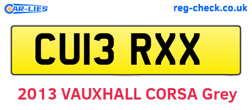 CU13RXX are the vehicle registration plates.