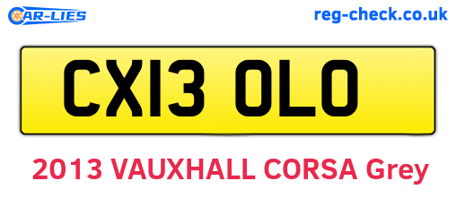 CX13OLO are the vehicle registration plates.