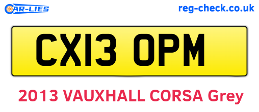 CX13OPM are the vehicle registration plates.