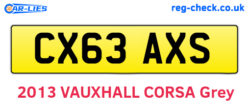 CX63AXS are the vehicle registration plates.