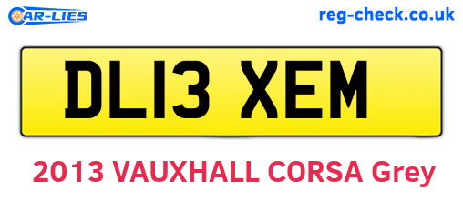 DL13XEM are the vehicle registration plates.