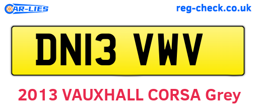 DN13VWV are the vehicle registration plates.