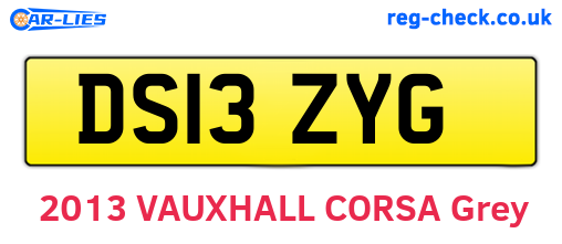 DS13ZYG are the vehicle registration plates.