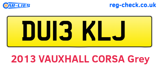DU13KLJ are the vehicle registration plates.