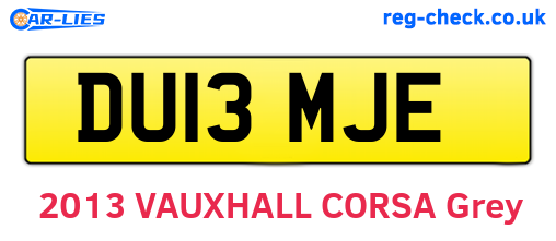 DU13MJE are the vehicle registration plates.