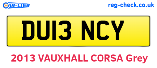 DU13NCY are the vehicle registration plates.