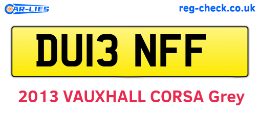 DU13NFF are the vehicle registration plates.