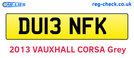 DU13NFK are the vehicle registration plates.
