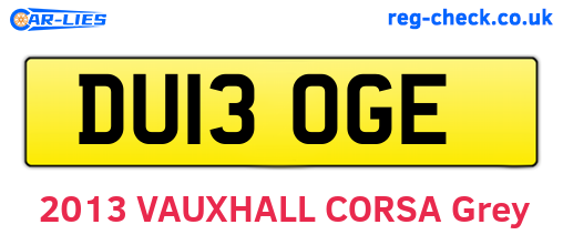 DU13OGE are the vehicle registration plates.