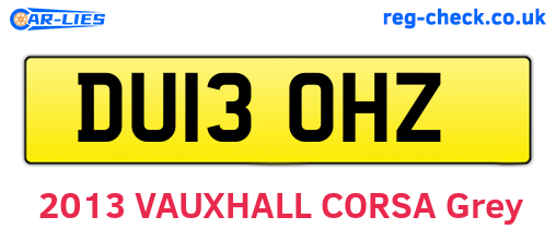 DU13OHZ are the vehicle registration plates.