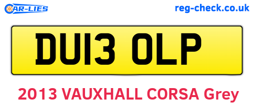 DU13OLP are the vehicle registration plates.