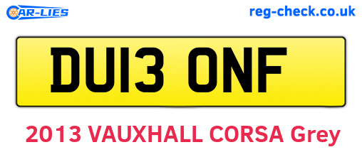 DU13ONF are the vehicle registration plates.
