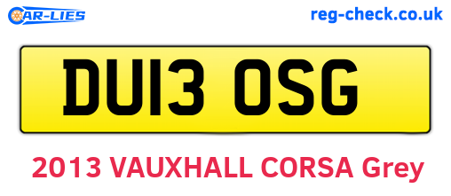 DU13OSG are the vehicle registration plates.