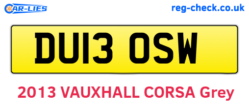 DU13OSW are the vehicle registration plates.