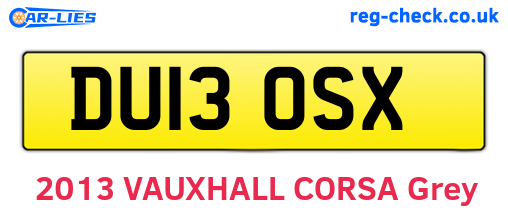 DU13OSX are the vehicle registration plates.