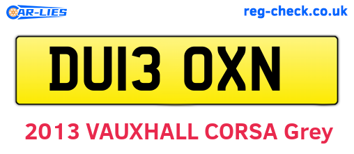 DU13OXN are the vehicle registration plates.