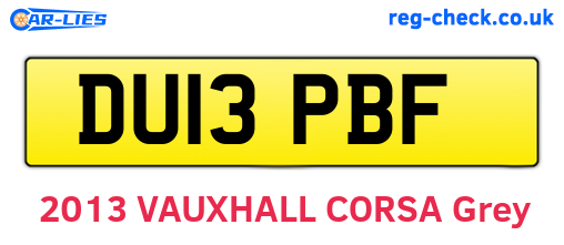 DU13PBF are the vehicle registration plates.