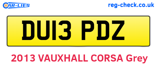 DU13PDZ are the vehicle registration plates.