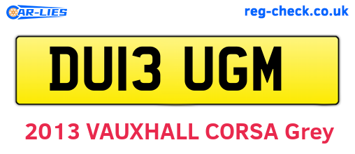DU13UGM are the vehicle registration plates.