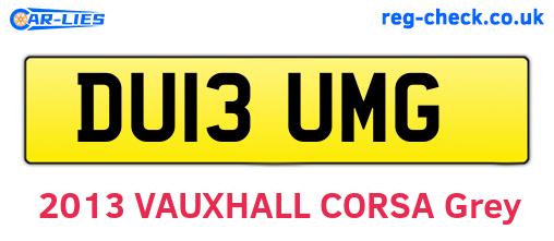 DU13UMG are the vehicle registration plates.