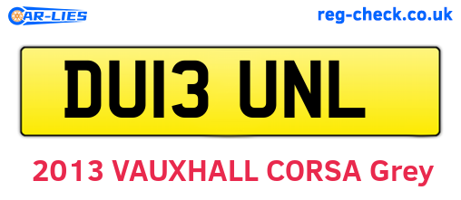 DU13UNL are the vehicle registration plates.