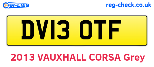 DV13OTF are the vehicle registration plates.
