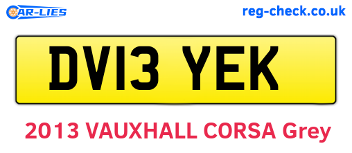 DV13YEK are the vehicle registration plates.