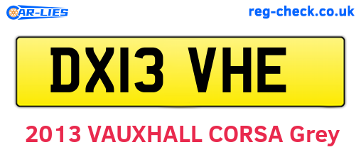 DX13VHE are the vehicle registration plates.