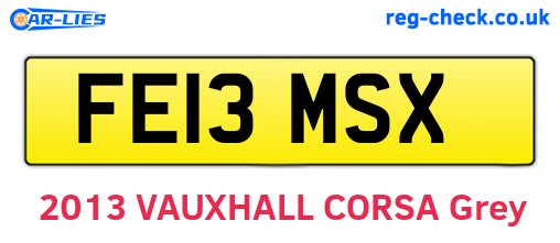 FE13MSX are the vehicle registration plates.