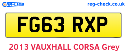 FG63RXP are the vehicle registration plates.