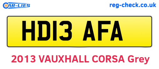 HD13AFA are the vehicle registration plates.