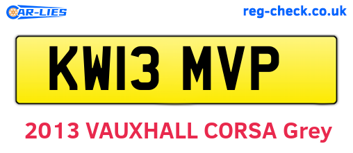KW13MVP are the vehicle registration plates.