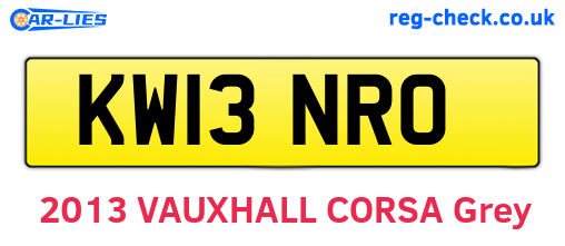 KW13NRO are the vehicle registration plates.