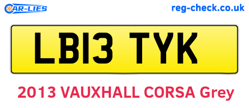 LB13TYK are the vehicle registration plates.