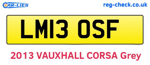 LM13OSF are the vehicle registration plates.