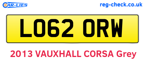 LO62ORW are the vehicle registration plates.