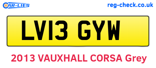 LV13GYW are the vehicle registration plates.