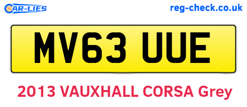 MV63UUE are the vehicle registration plates.