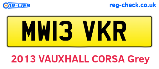 MW13VKR are the vehicle registration plates.