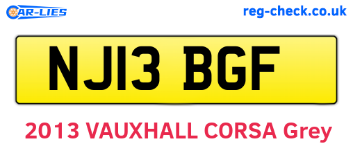 NJ13BGF are the vehicle registration plates.