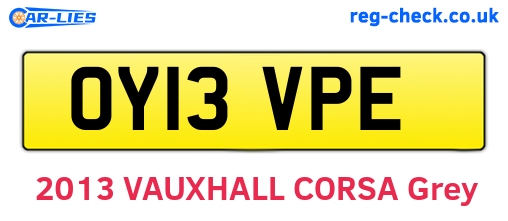 OY13VPE are the vehicle registration plates.